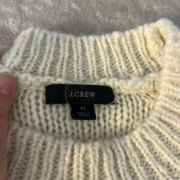 J crew cable knit pointelle sweater with popcorn flowers - Picture 3 of 5